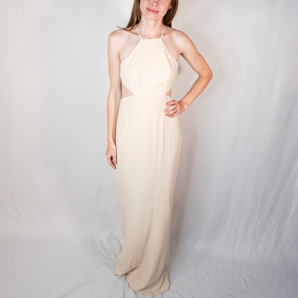 WHITE VERA WANG Crepe Cutaway Dress Illusion NWT - Picture 5 of 6